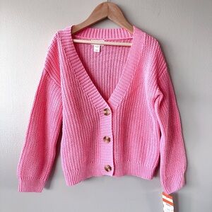 Cat & Jack Pink V-Neck Button-Up Sweater Cardigan 4 years 5 years 4T 5T